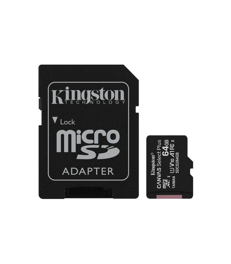 MICRO SD 64GB KINGSTON C/ADAP. CL10 CANVAS SELECT