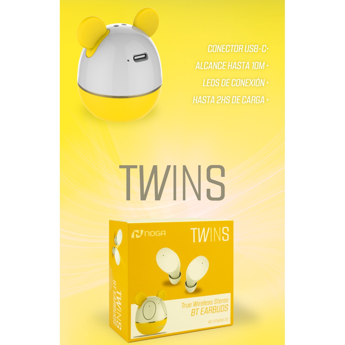 AURI IN EAR BT ESTUCHE NOGA BTWINS25 AMARILLO