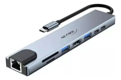 HUB USB-C 2PUERTOS NETMAK USB-C/HDMI/RJ45/MICRO SD