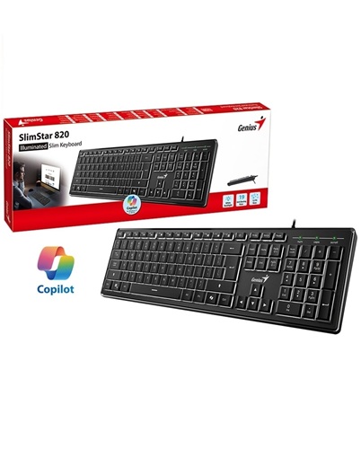 TECLADO USB GENIUS SLIMSTAR 820 ILUMINADO M.MEDIA