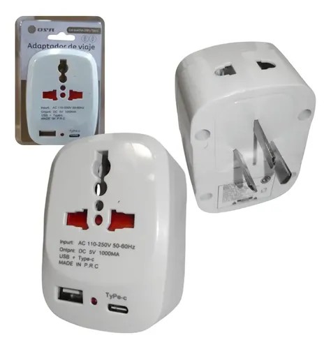ADAPT. TOMA UNIVERSAL PARA VIAJE+USB/USB-C A87 220