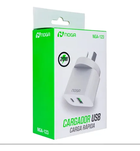 CARGADOR CELU C/CABLE NOGA 2USB/USB-C 20W