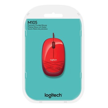 MOUSE USB LOGITECH M105 ROJO/NEGRO