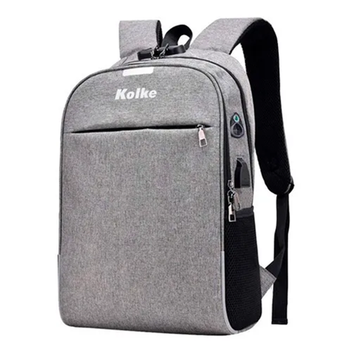 MOCHILA KOLKE GRIS KVM-339 ANTIRROBO PARA NOTEBOOK