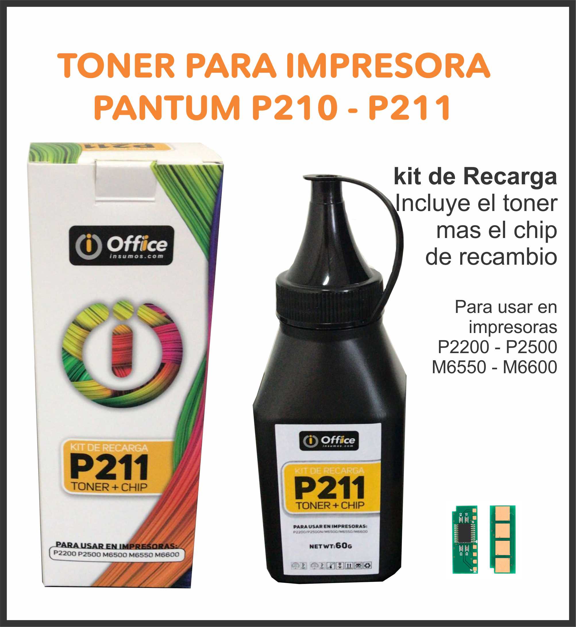 TONER ALT. PANTUM KIT DE RECARGA+CHIP OFFICE P211