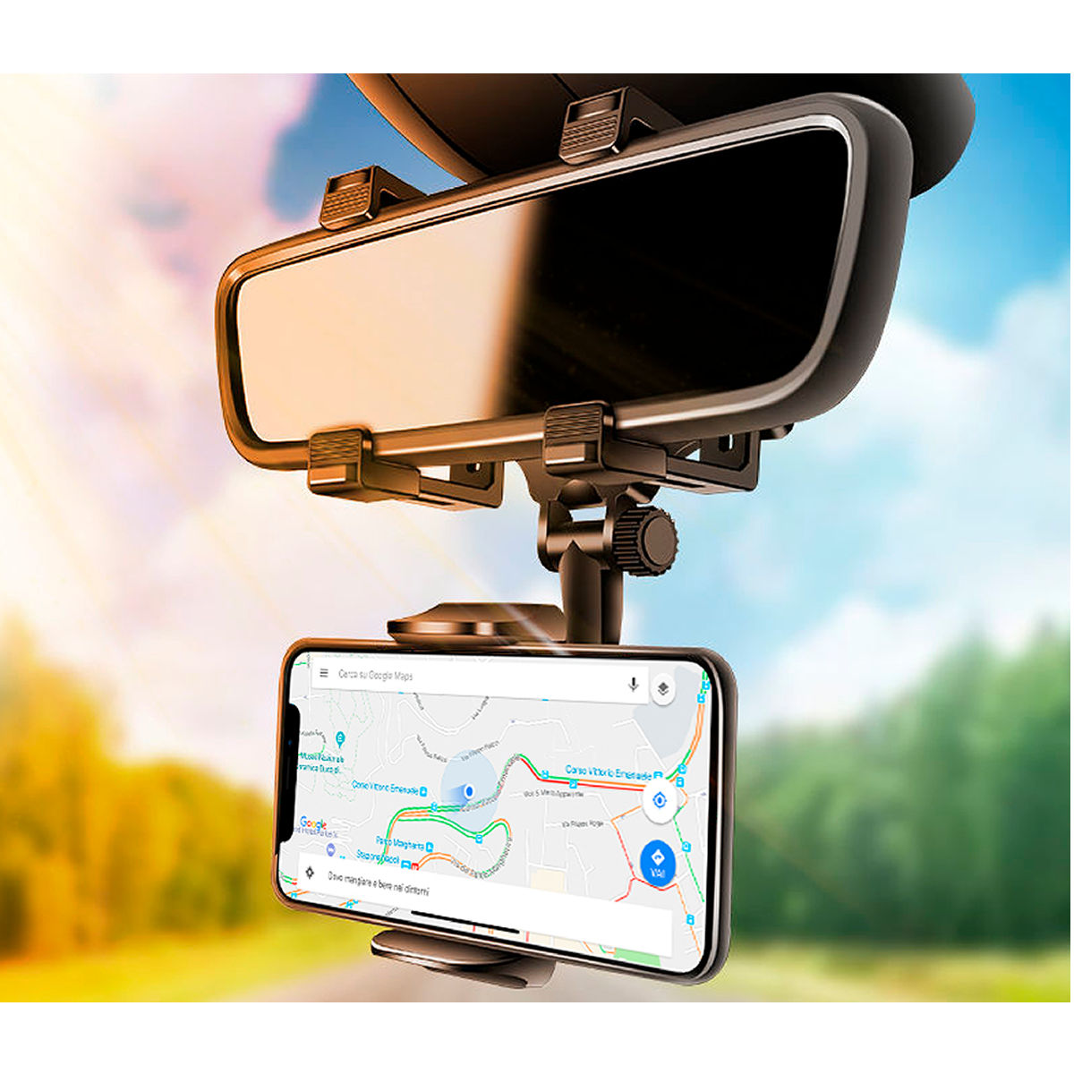 SOPORTE CELU P/AUTO ESPEJO 360º NETMAK NM-HC25