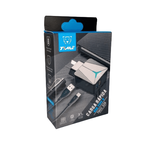 CARGADOR CELU C/CABLE TIME 2USB/USB-C 3.1